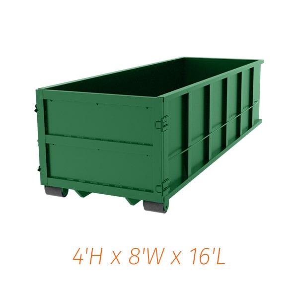 we offer flexible rental periods for our 15-yard dumpsters, with options ranging from a few days to several weeks